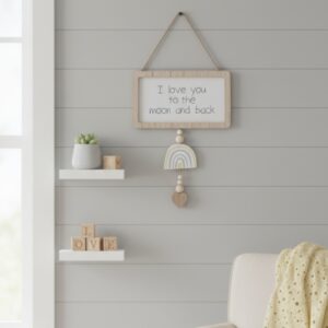 Rainbow hanging sign- love you